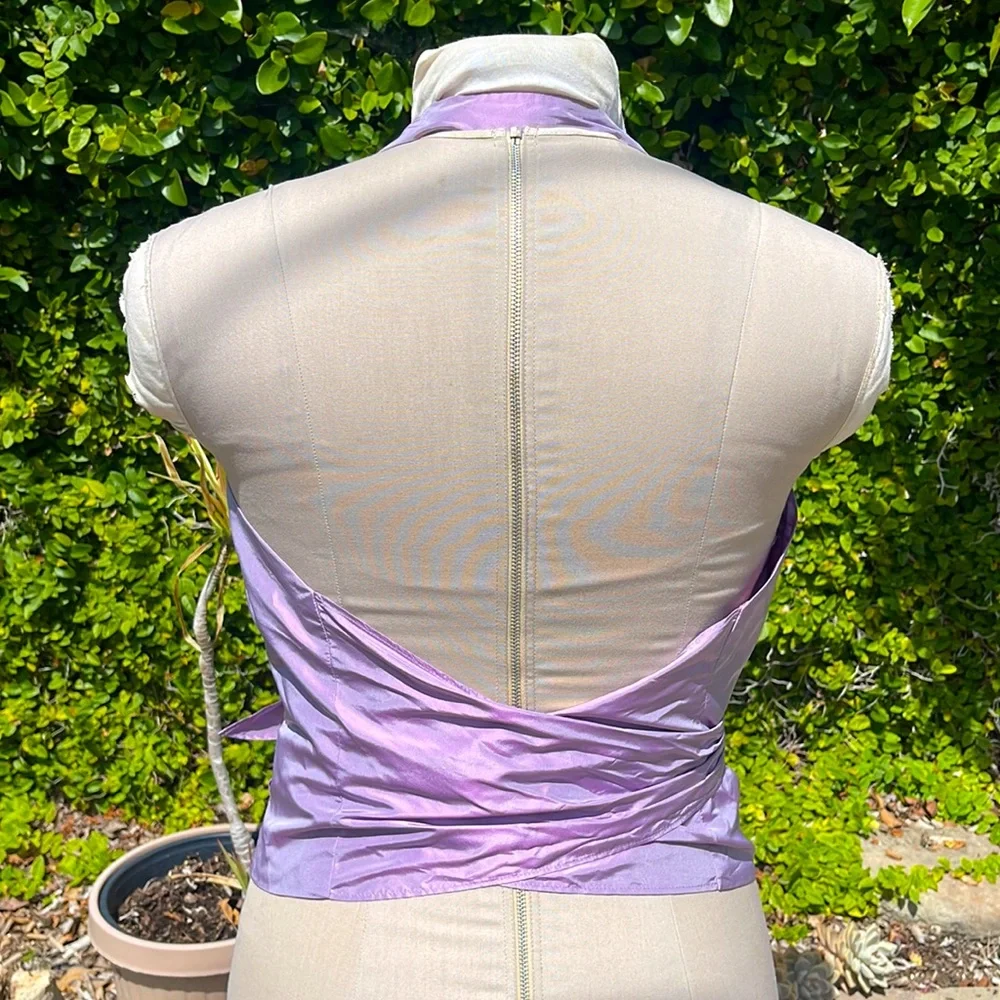 Ann Taylor Y2K 2000s iridescent halter wrap top - Picture 2 of 8